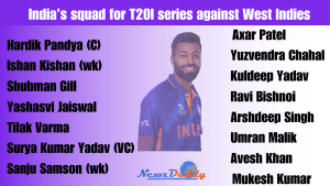 T20 Indian Team for West Indies tour